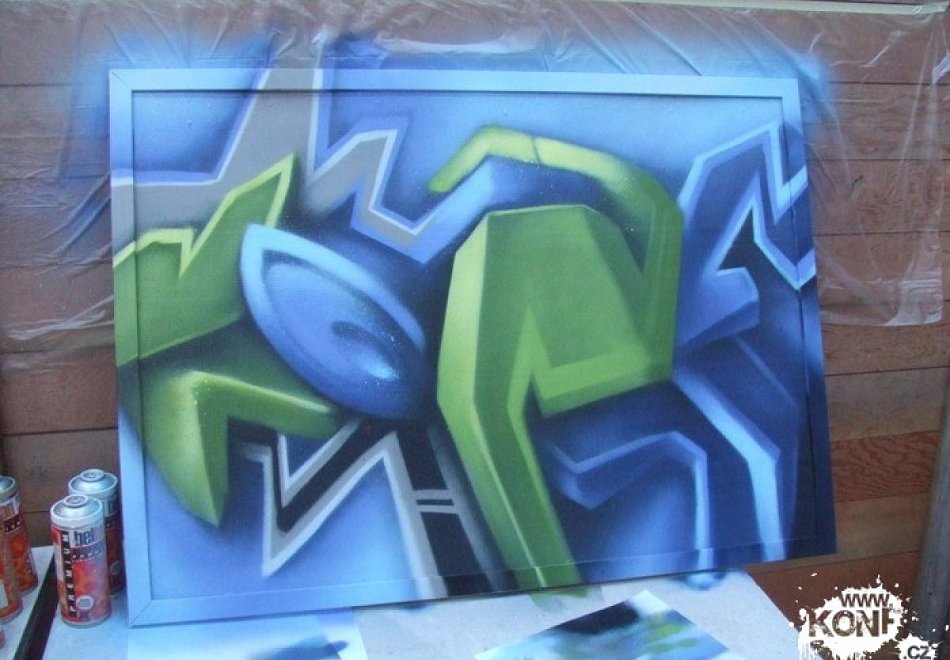 Graffiti blue and green 3D
