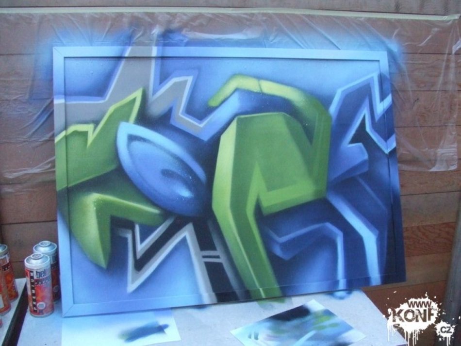 Graffiti blue and green 3D
